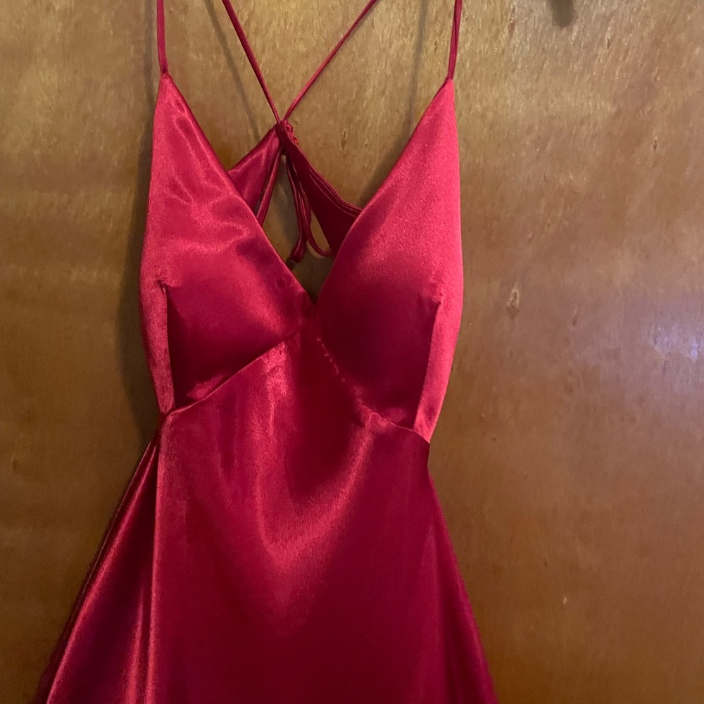 Betsy & Adam elegant silk red dress